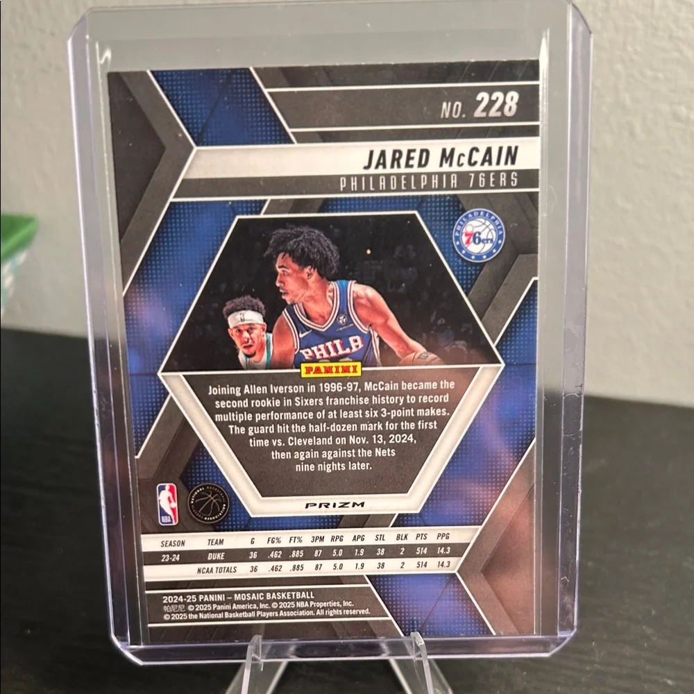 Philadelphia 76ers NBA Jared McCain Mosaic Xfractor Rookie Card - Picture 2 of 2